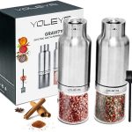 Gravity Electric Salt and Pepper Grinder Set - Automatic Pepper or Salt Mill Shaker, Spice Grinder Battery-Operated with Adjustable Coarseness,One Hand Operated,Utility Brush,Premium Stainless Steel