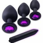 Anal Plug Set 3 Pcs Jewel Butt Plug Anal Sex Toys Silicone But Plug for Men Women Anal Plugs Trainer Gay Sex Toys Sex Massager Butt Plug Tail Anal Toys  Black Plug Anal
