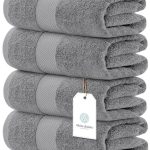Luxury Bath Towels Set of 4 Large 700 GSM Cotton Ultra Soft Bath Towels 27x54 inch Highly Absorbent and Quick Dry Hotel Towels for Bathroom Luxury Plush Shower Towels Light Grey