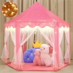 Outdoor Indoor Portable Folding Princess Castle Tent Kids Children Funny Play Fairy House Kids Play Tent(Warm LED Star Lights) - Image 11