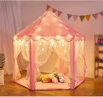 Outdoor Indoor Portable Folding Princess Castle Tent Kids Children Funny Play Fairy House Kids Play Tent(Warm LED Star Lights) - Image 10