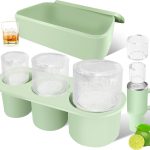 Ice Cube Tray for Stanley Cup: 40 Oz Tumbler Ice Mold Silicone - Hollow Cylinder Ice Maker Freezer with Lid and Bin for Water Bottle Whiskey Cocktail Coffee Juice